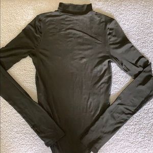 Dark green turtle neck sheer onsie